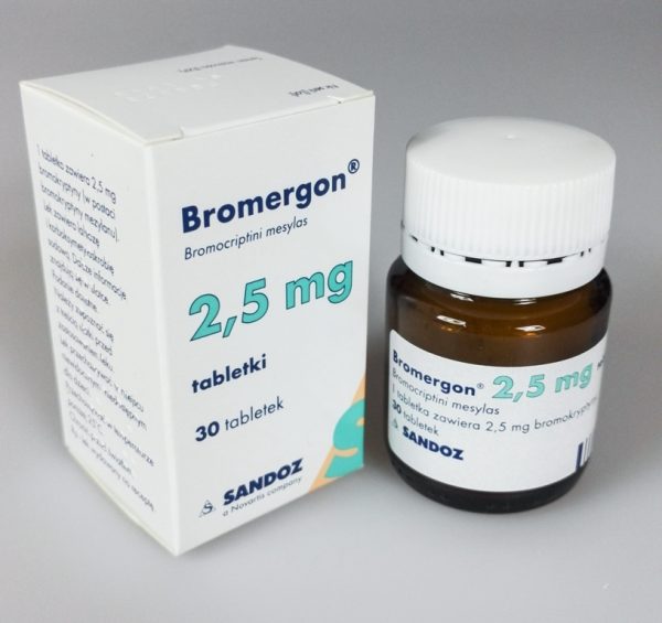 Bromergon (mesilato de bromocriptina) Sandoz 30 comprimidos [2,5 mg/ comprimido].